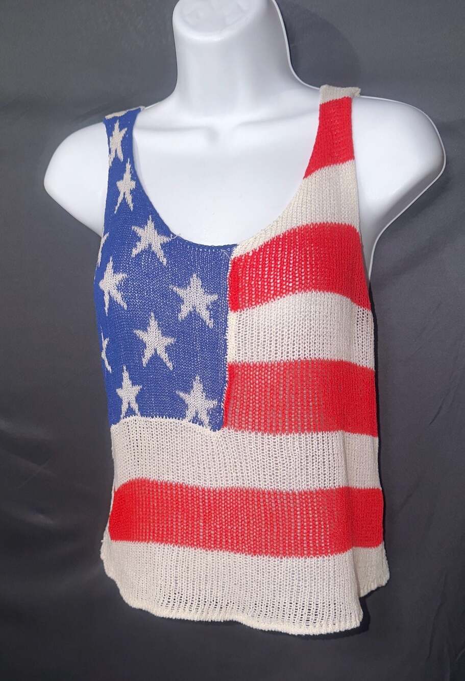 The Classic American Flag Open Knit Tank Top Size S